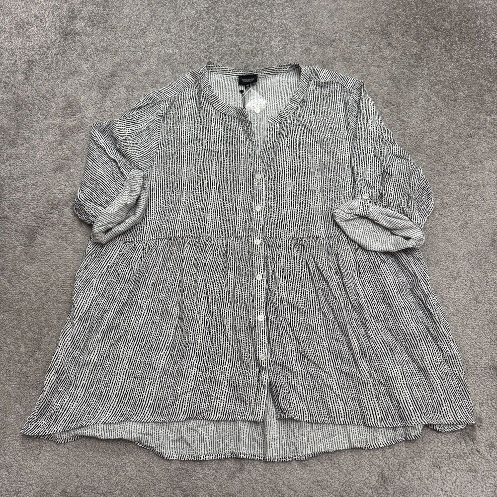 Jones & Co New York Babydoll Button Down Shirt Dress Wpmens Plus 2X Black White